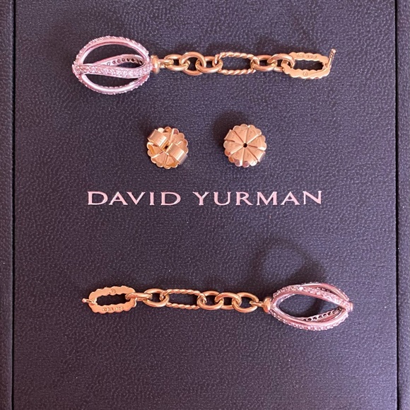 DAVID YURMAN Rare 18K Diamond Lantana Figaro Chain Earrings 💎💎💎 - Picture 10 of 13